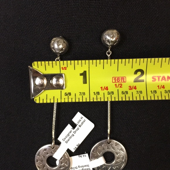 LOIS HILL Sterling Silver Drop Dangle Cut Out Post Back Earrings NWT - Picture 5 of 8